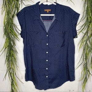 Jachs Girlfriend SS Printed Blue Button Up Shirt M
